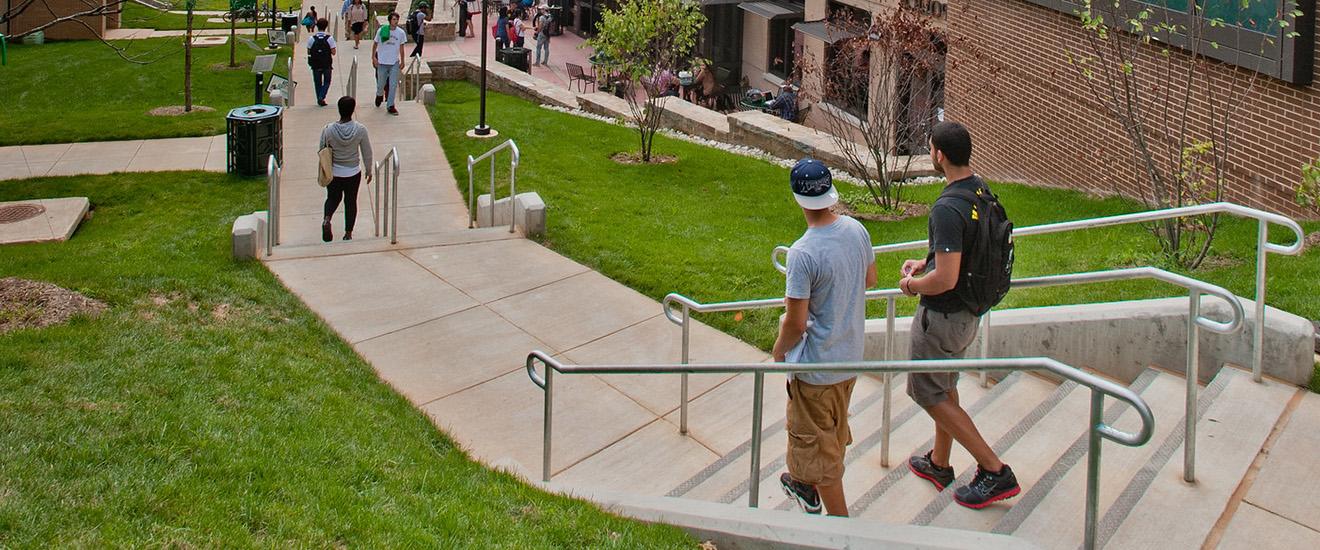 students walking on campus