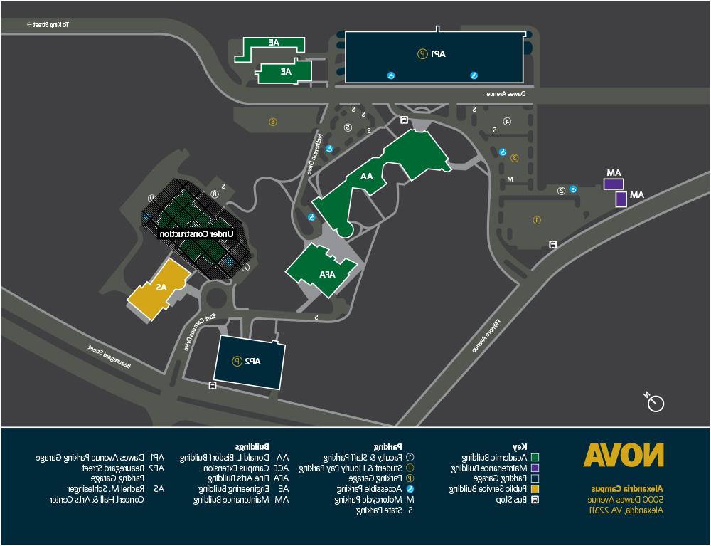 A map of 皇冠博彩's Alexandria campus